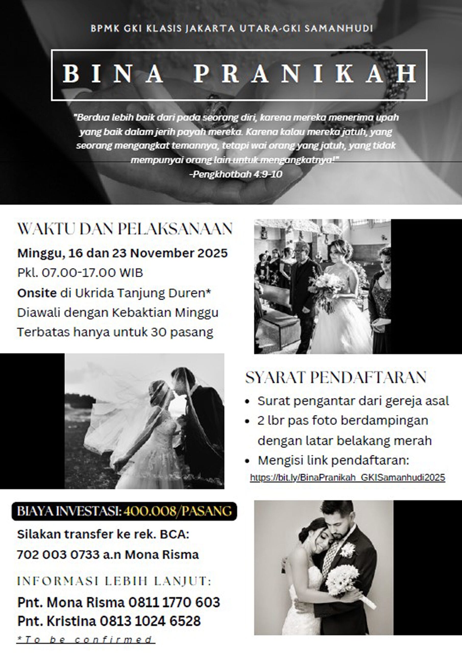 Bina Pranikah GKI Samanhudi 2025 – Mempersiapkan Pernikahan dalam Kasih Kristus