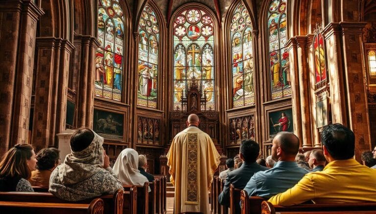 Ilustrasi sebuah suasana ibadah dalam gereja eropa