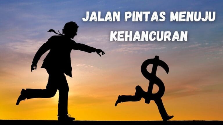 Ilustrasi seorang pria mengejar harta